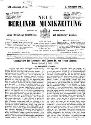 Neue Berliner Musikzeitung Mittwoch 6. November 1867