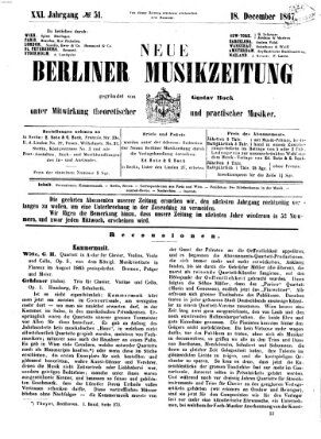 Neue Berliner Musikzeitung Mittwoch 18. Dezember 1867