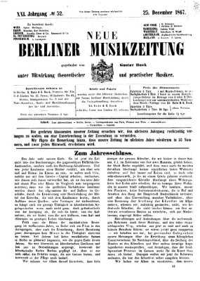 Neue Berliner Musikzeitung Mittwoch 25. Dezember 1867