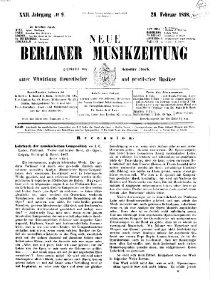 Neue Berliner Musikzeitung Mittwoch 26. Februar 1868