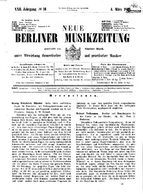 Neue Berliner Musikzeitung Mittwoch 4. März 1868