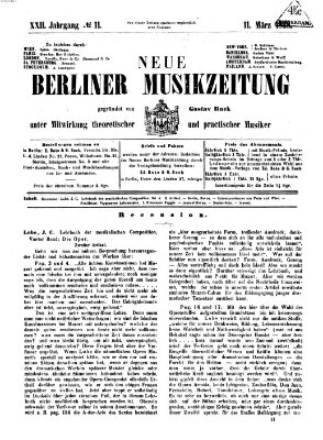 Neue Berliner Musikzeitung Mittwoch 11. März 1868