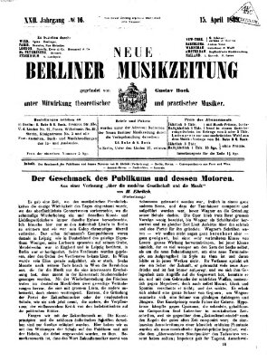 Neue Berliner Musikzeitung Mittwoch 15. April 1868