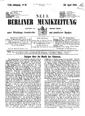 Neue Berliner Musikzeitung Mittwoch 29. April 1868