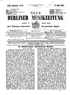 Neue Berliner Musikzeitung Mittwoch 3. Juni 1868