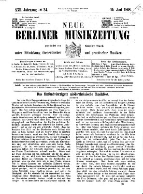 Neue Berliner Musikzeitung Mittwoch 10. Juni 1868