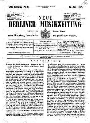 Neue Berliner Musikzeitung Mittwoch 17. Juni 1868