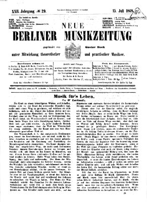 Neue Berliner Musikzeitung Mittwoch 15. Juli 1868