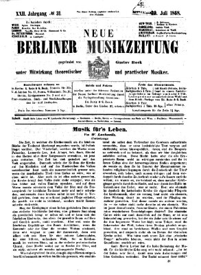 Neue Berliner Musikzeitung Mittwoch 29. Juli 1868