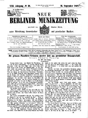 Neue Berliner Musikzeitung Mittwoch 16. September 1868