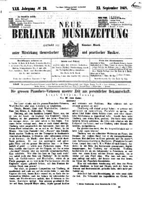 Neue Berliner Musikzeitung Mittwoch 23. September 1868