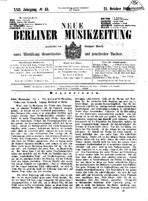 Neue Berliner Musikzeitung Mittwoch 21. Oktober 1868