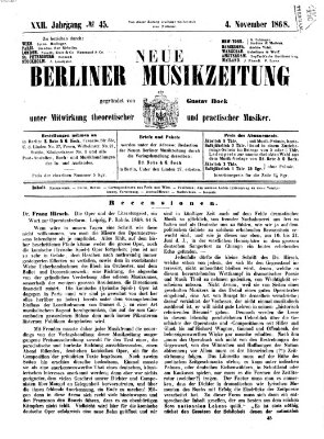 Neue Berliner Musikzeitung Mittwoch 4. November 1868