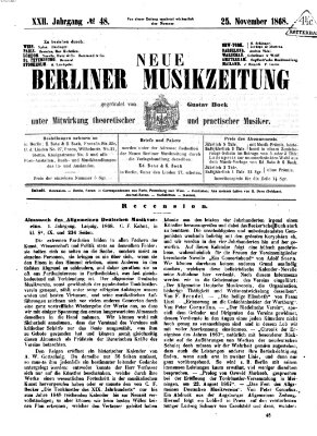 Neue Berliner Musikzeitung Mittwoch 25. November 1868