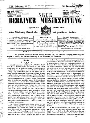 Neue Berliner Musikzeitung Mittwoch 30. Dezember 1868