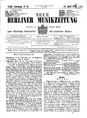 Neue Berliner Musikzeitung Mittwoch 14. April 1869