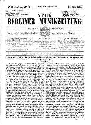 Neue Berliner Musikzeitung Mittwoch 30. Juni 1869