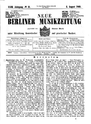 Neue Berliner Musikzeitung Mittwoch 4. August 1869