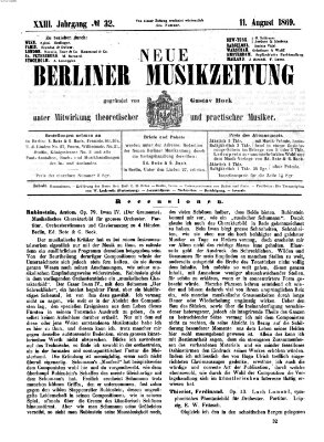 Neue Berliner Musikzeitung Mittwoch 11. August 1869