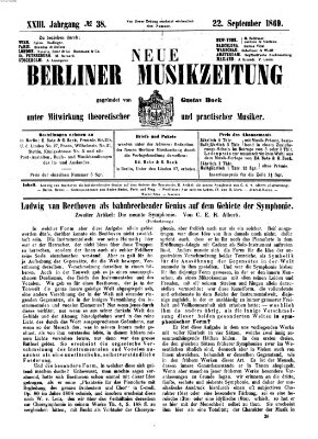 Neue Berliner Musikzeitung Mittwoch 22. September 1869