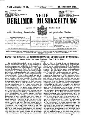 Neue Berliner Musikzeitung Mittwoch 29. September 1869