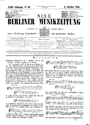 Neue Berliner Musikzeitung Mittwoch 6. Oktober 1869