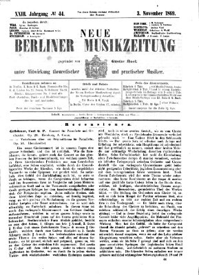 Neue Berliner Musikzeitung Mittwoch 3. November 1869