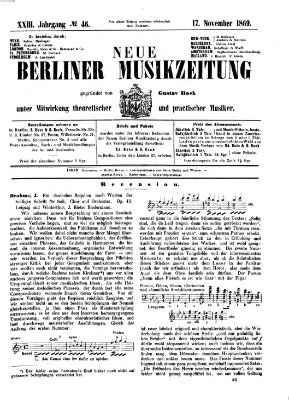 Neue Berliner Musikzeitung Mittwoch 17. November 1869