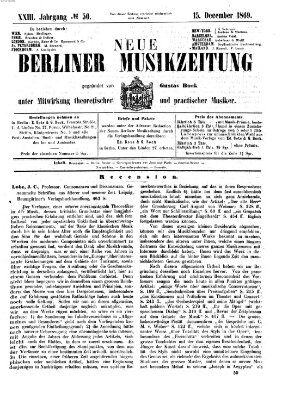 Neue Berliner Musikzeitung Mittwoch 15. Dezember 1869