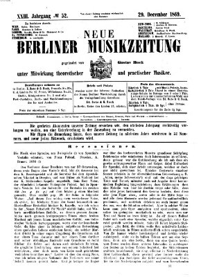 Neue Berliner Musikzeitung Mittwoch 29. Dezember 1869