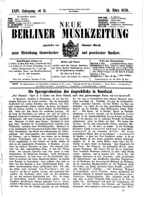 Neue Berliner Musikzeitung Mittwoch 16. März 1870