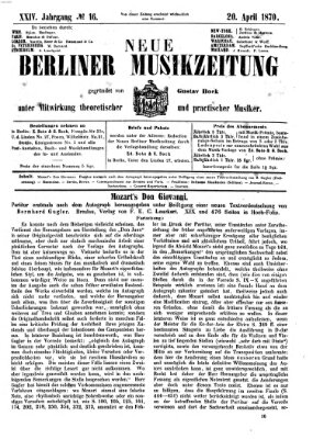 Neue Berliner Musikzeitung Mittwoch 20. April 1870