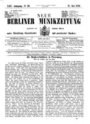 Neue Berliner Musikzeitung Mittwoch 18. Mai 1870