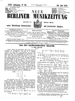 Neue Berliner Musikzeitung Mittwoch 20. Juli 1870