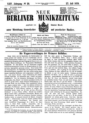 Neue Berliner Musikzeitung Mittwoch 27. Juli 1870