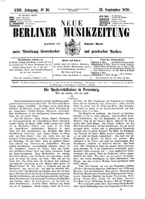 Neue Berliner Musikzeitung Mittwoch 21. September 1870