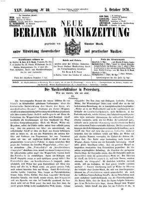 Neue Berliner Musikzeitung Mittwoch 5. Oktober 1870