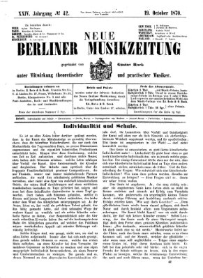 Neue Berliner Musikzeitung Mittwoch 19. Oktober 1870