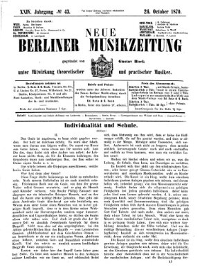 Neue Berliner Musikzeitung Mittwoch 26. Oktober 1870