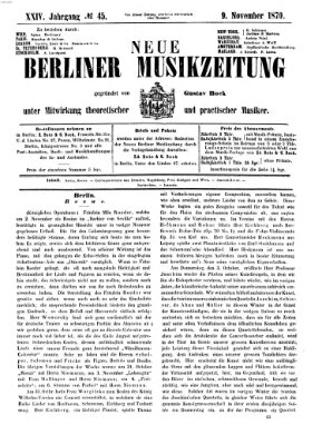 Neue Berliner Musikzeitung Mittwoch 9. November 1870