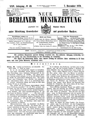 Neue Berliner Musikzeitung Freitag 2. Dezember 1870