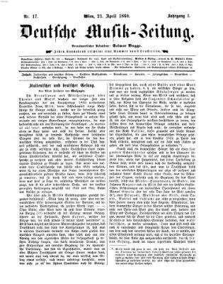 Deutsche Musik-Zeitung (Allgemeine musikalische Zeitung) Samstag 21. April 1860