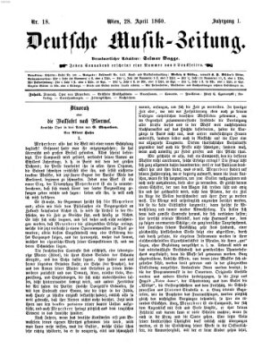 Deutsche Musik-Zeitung (Allgemeine musikalische Zeitung) Samstag 28. April 1860