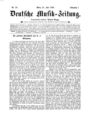 Deutsche Musik-Zeitung (Allgemeine musikalische Zeitung) Samstag 21. Juli 1860