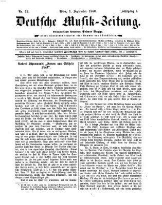 Deutsche Musik-Zeitung (Allgemeine musikalische Zeitung) Samstag 1. September 1860