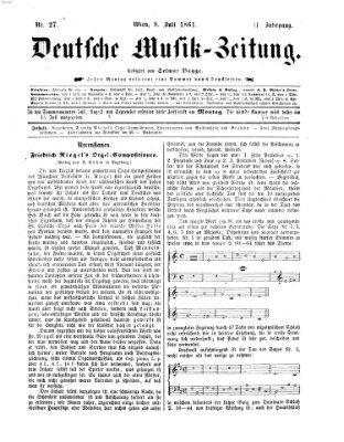 Deutsche Musik-Zeitung (Allgemeine musikalische Zeitung) Montag 8. Juli 1861