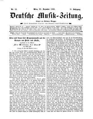 Deutsche Musik-Zeitung (Allgemeine musikalische Zeitung) Samstag 21. Dezember 1861