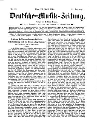 Deutsche Musik-Zeitung (Allgemeine musikalische Zeitung) Samstag 26. April 1862