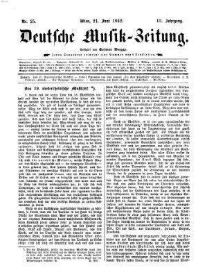 Deutsche Musik-Zeitung (Allgemeine musikalische Zeitung) Samstag 21. Juni 1862