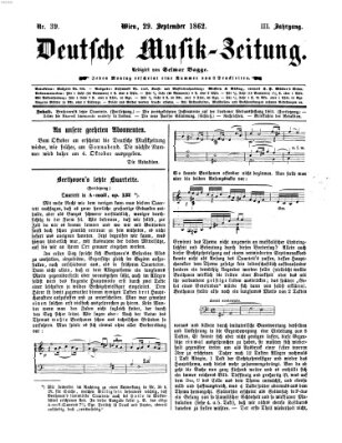 Deutsche Musik-Zeitung (Allgemeine musikalische Zeitung) Montag 29. September 1862